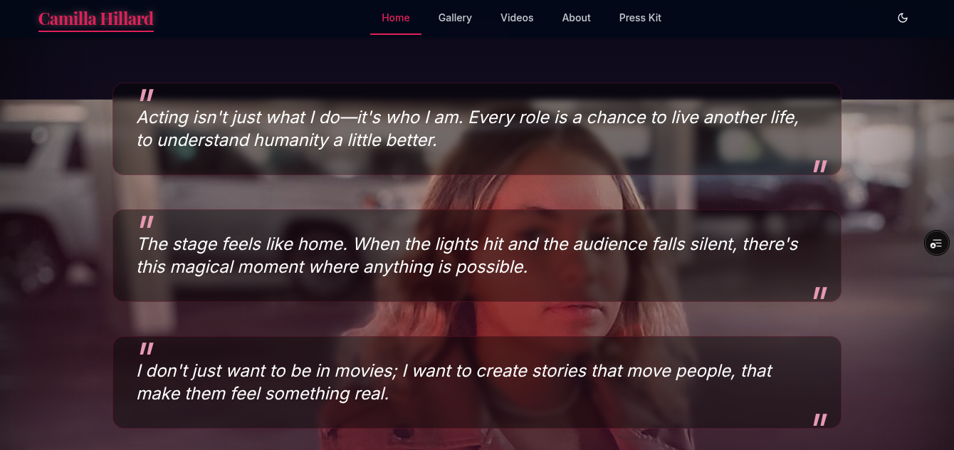 Camilla Hillard - Professional website screenshot